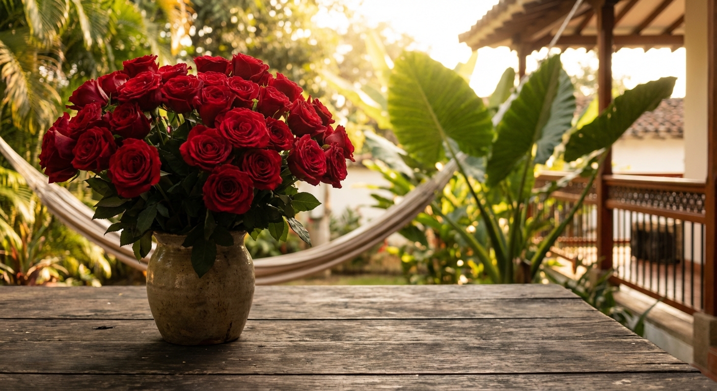 Rosas rojas en ambiente tropical, Neiva Huila